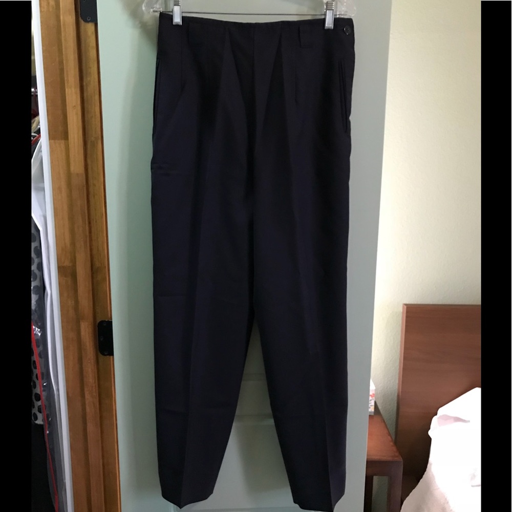 FINAL German Brand Jobis Wool Navy Pleated Slacks